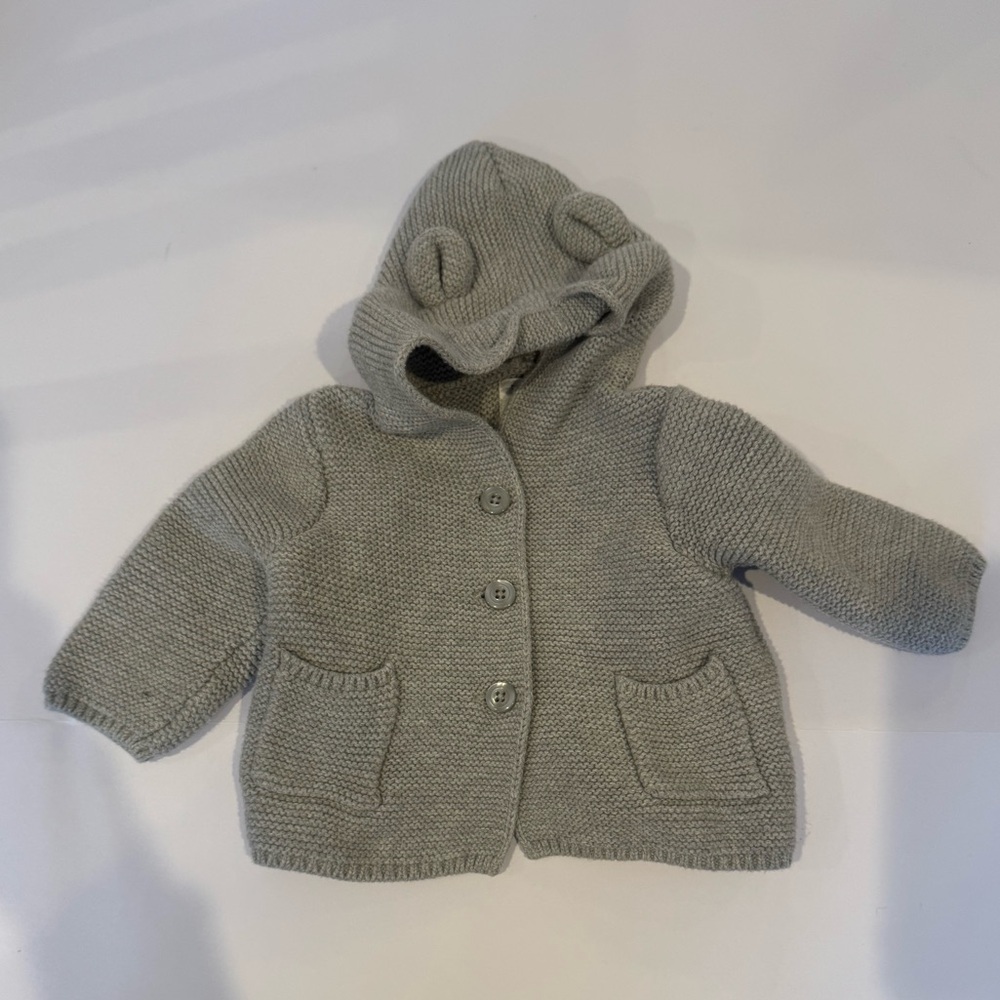GAP Baby Gray Knit Hooded Sweater with Ears